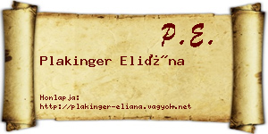 Plakinger Eliána névjegykártya
